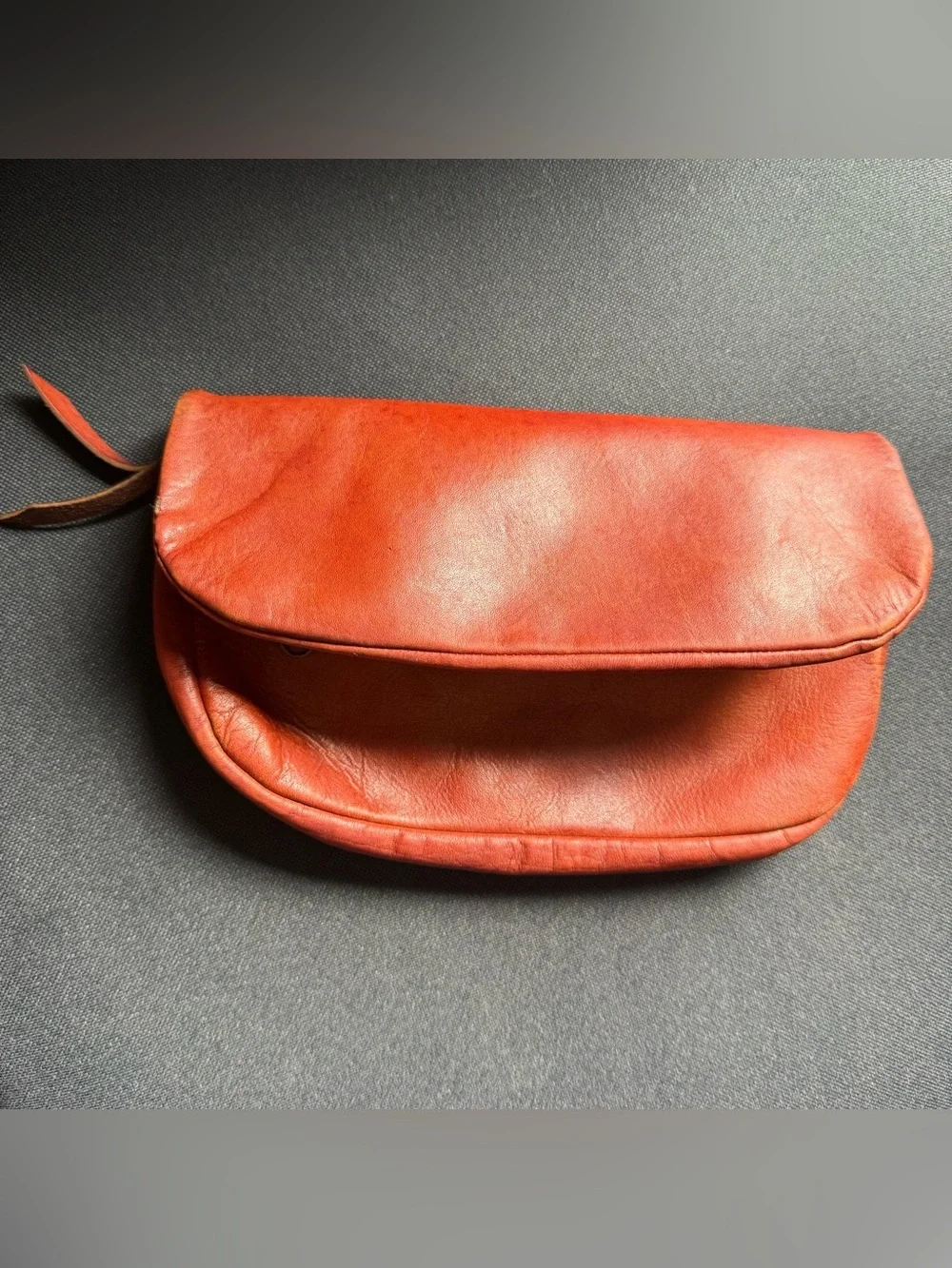 Vintage Fold Over Leather Clutch in Fair Condition